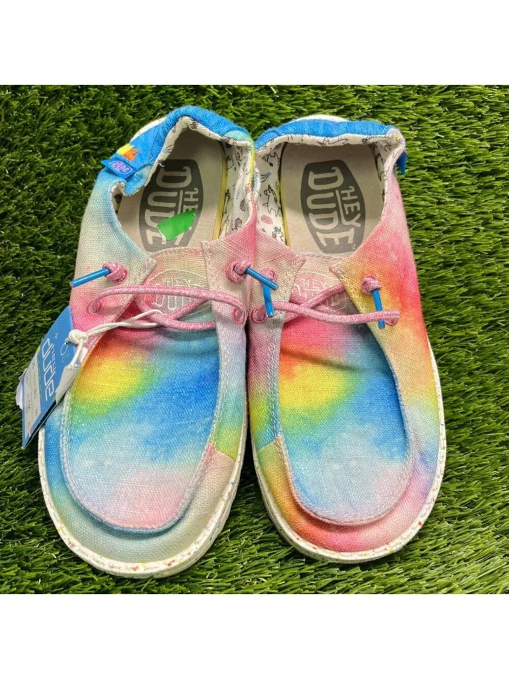 Hey Dude Wendy Dreamer Girls Size 4Y Blue Pink Athletic Walking Slip On Shoes